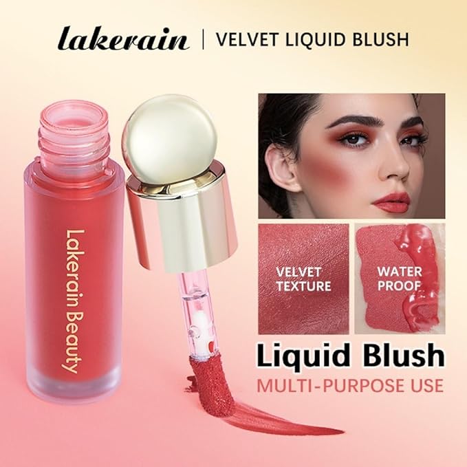 Liquid Blush, Natural Matte Finish Looking, Dewy Cheek Tint Cream Blush for Cheeks, Soft Cream Face Blush, Moisturizing Lightweight Blendable Feel(Orange Red 04)-Velvo Beauty