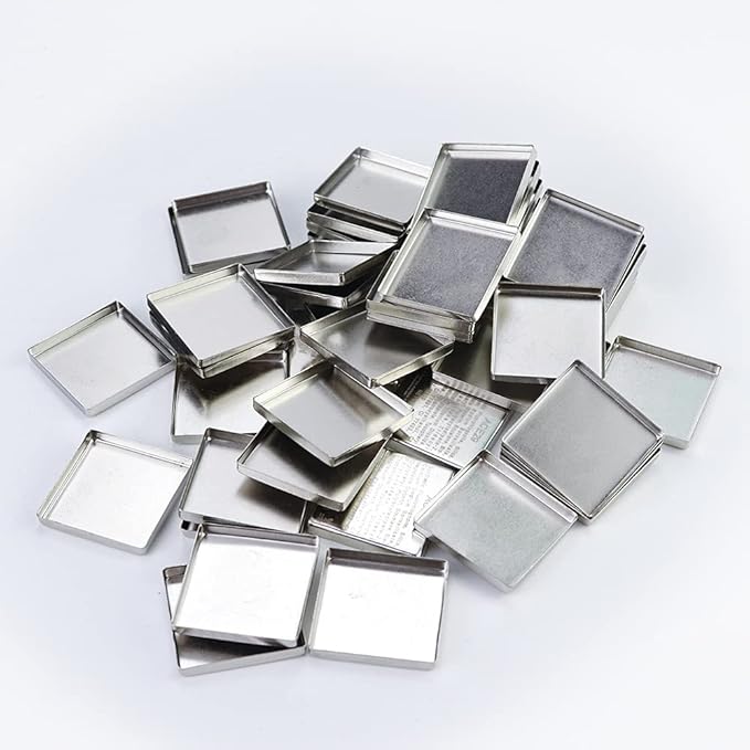 50 Pcs Empty Square Metal Pans, Makeup Palette Pans for Eyeshadow Magnetic Cosmetic Palette Size 26mm (Square - 50 Pcs)-Velvo Beauty
