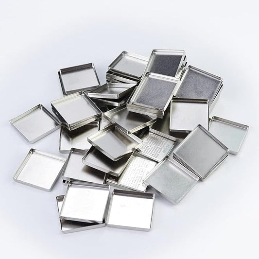 50 Pcs Empty Square Metal Pans, Makeup Palette Pans for Eyeshadow Magnetic Cosmetic Palette Size 26mm (Square - 50 Pcs)-Velvo Beauty