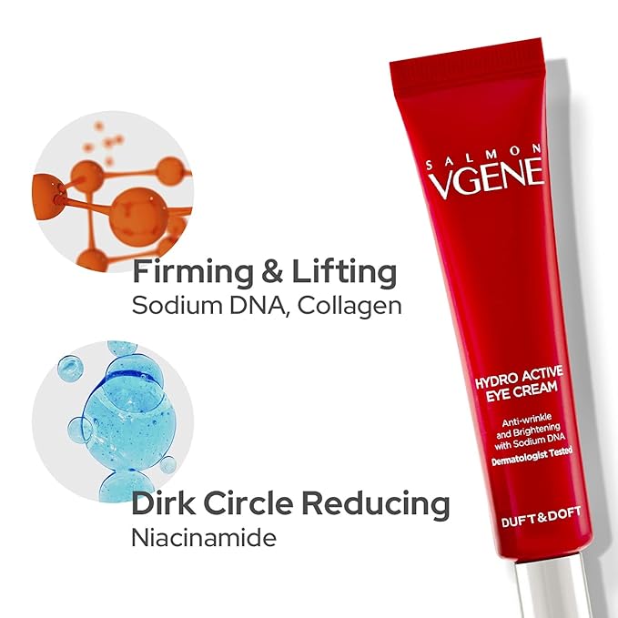 DUFT & DOFT Vgene Hydro Firming Lifting Booster Eye Cream - Anti Wrinkle, Dark Circles, Depuffing with Collagen and Niacinamide 0.9 Fl Oz-Velvo Beauty
