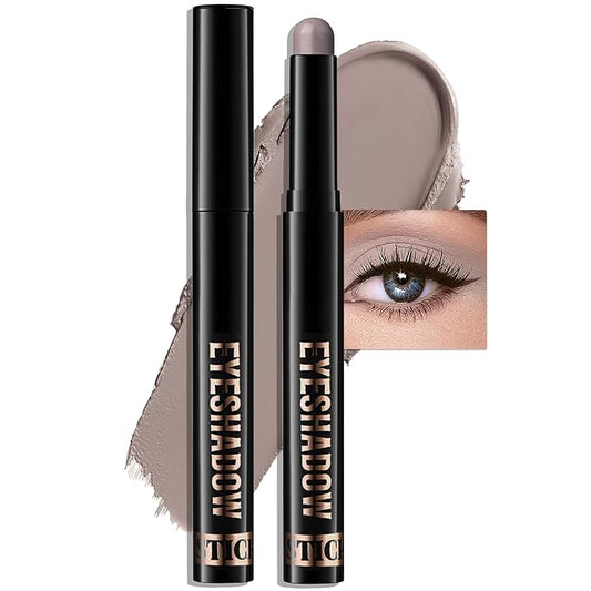 Eyeshadow Stick Gray Brown, Matte Cream Eye Shadow Stick Waterproof Neutral Nude Eyeliner Brightener Pencil Crayon Long-Lasting Eye Highlighter Makeup for Older Women Easy to Use High Pigmented-Velvo Beauty
