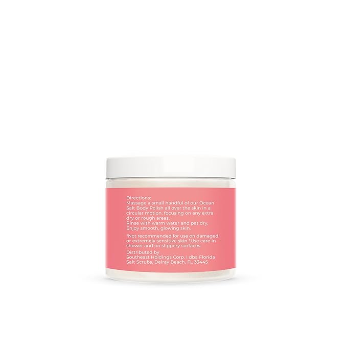 Sea Salt Body Scrub by Florida Suncare - Ocean Salt Body Polish Infused with Marine Algae - Exfoliating Face and Body Scrub - Facial Scrub Exfoliator to Tackle Acne (Grapefruit, 3.3 oz)-Velvo Beauty