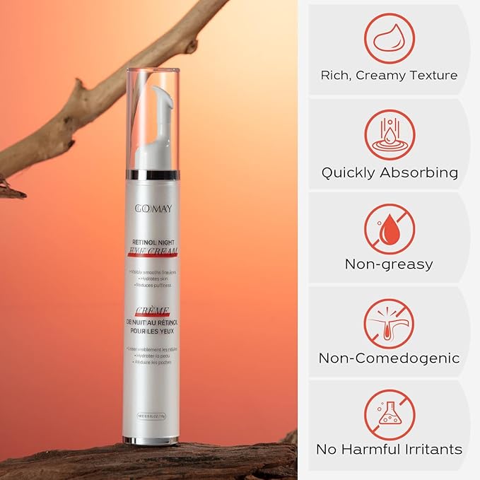 Retinol Night Eye Cream | Anti Aging Eye Cream | Moisturizer Eye Cream | Suitable for All Skin Types | 0.5 FL.OZ-Velvo Beauty