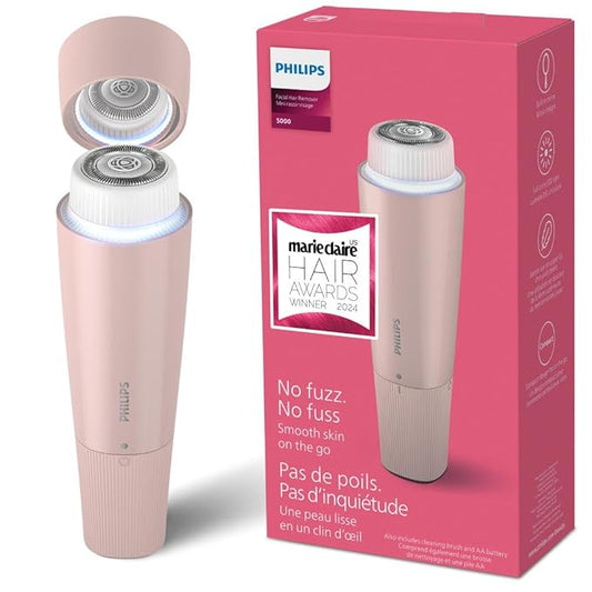 Philips Facial Hair Remover 5000 Series, Personal Groomer for Women, Cordless and Compact, with Hypoallergenic Head, Gentle and Quick Facial Hair Removal, Easy Touch-Ups, Model BRR454/00-Velvo Beauty