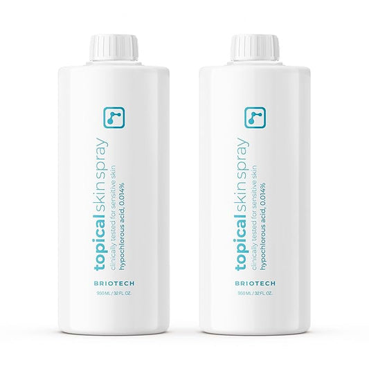 BRIOTECH Topical Skin Spray, Hypochlorous Acid for Sensitive Skin, HOCl Facial Mist, Full Body Support Against Irritation, Calm Redness, Soothe Foot & Scalp, 32 oz Refill (2 Pack)-Velvo Beauty