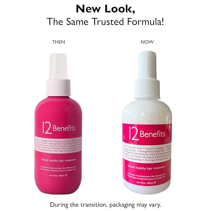 12 Benefits Leave-In Conditioner Spray – Instant Healthy Hair Treatment, Anti-Frizz, Detangles, Strengthens & Repairs, Heat Protection with Quaternium 39 & Silk Fibre Protein, 6 Fl Oz-Velvo Beauty