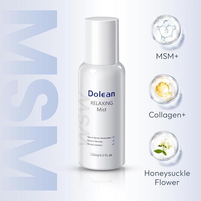 Relaxing Mist Facial Spray With Msm And Collagen, Face Mist Hydrating And Redness Remedy,No Artificial Fragrance, Body/Skin Care, 4 Fl Oz-Velvo Beauty