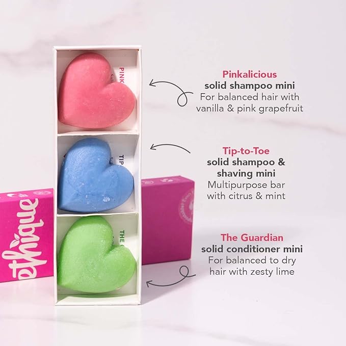 Ethique Discovery Pack for Balanced Hair - Shampoo & Conditioner - Plastic-Free, Vegan, Cruelty-Free, Eco-Friendly, 3 Travel Bars, 1.59 oz (Pack of 1)-Velvo Beauty
