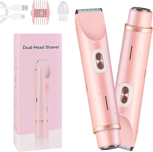 Glow Aura Womens Shaver 2 in 1, Electric Razor, Painless Hair Removal for Face,Body Waterproof Wet & Dry Use Body Hair Trimmer (Pink)-Velvo Beauty