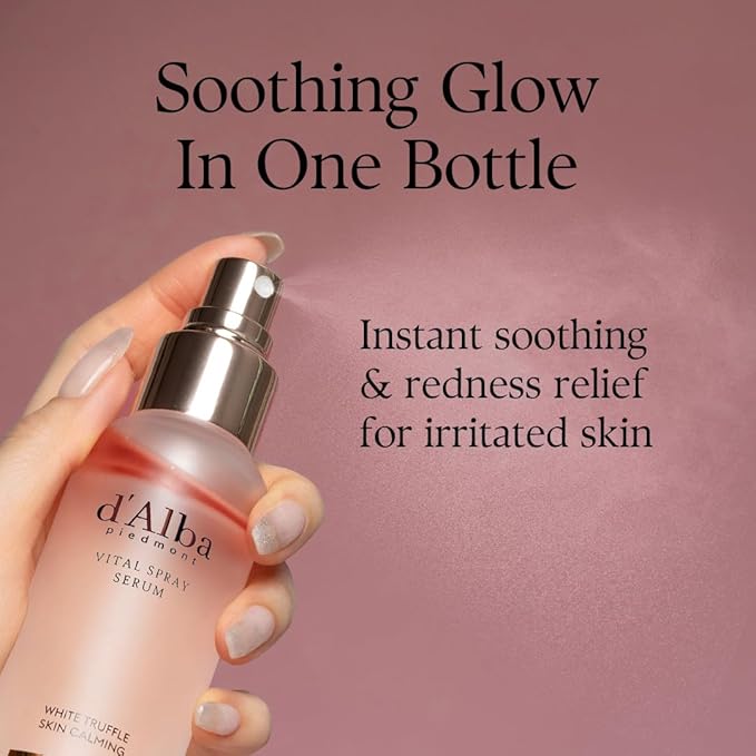 d'alba Piedmont Italian White Truffle Vital Spray Serum, Vegan Skin Care, Calming and Hydrating Facial Mist for Red and Sensitive Skin, Glow Serum, Surfactant Free, All in One, Korean Skin Care-Velvo Beauty