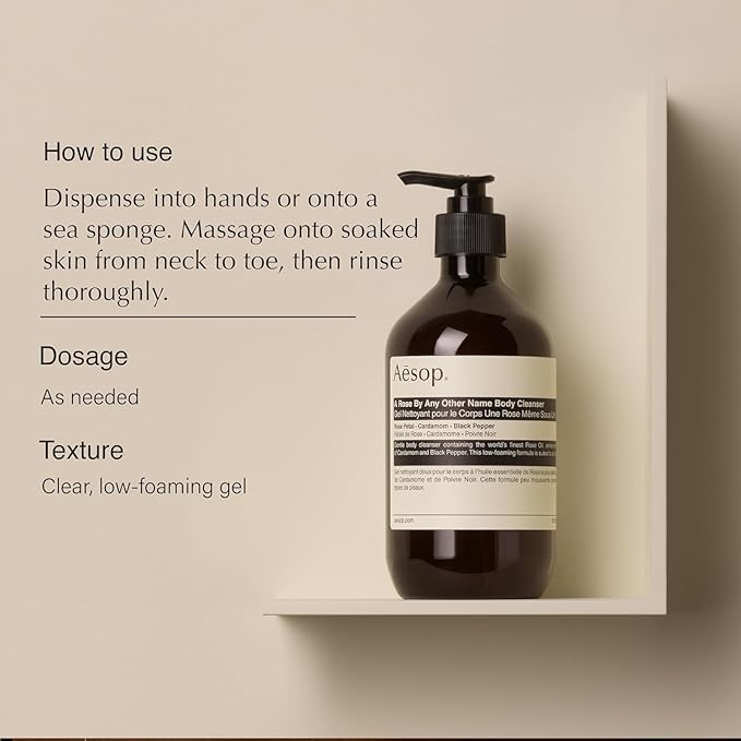 Aesop A Rose By Any Other Name Body Cleanser | Gentle Body Cleanser with Rose Petal Oil & Skin-Softening Botanicals | 16.9 oz / 500mL (Pack of 3)-Velvo Beauty