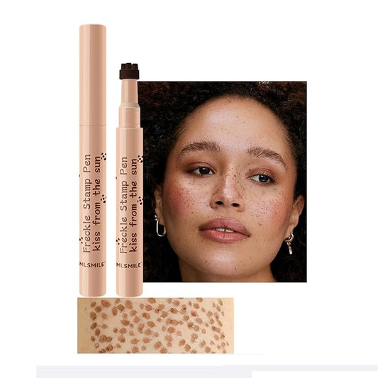 AKARY Stamp Freckle Pen Natural Lifelike Fake Freckles Makeup, Waterproof Long Lasting Quick Dry 5 Comb Corners Natural Like Face Freckle Makeup Pen for Effortless Sunkissed Makeup, 03-Chestnut-Velvo Beauty