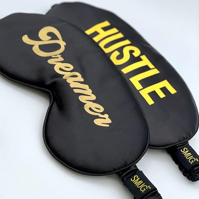 SMUG Satin Sleep Mask & Eye Mask | Travel Sleep Masks for Women & Men | Soft Sleeping Eye Mask to Nourish Skin & Reduce Dark Circles | Eye Sleep Mask Shades to Block Out Light | Hustle-Velvo Beauty