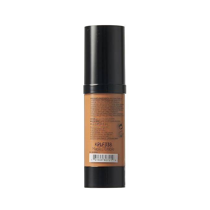 Kiss New York Professional Liquid Foundation - Lightweight and Hydrating Formula, Natural Finish, Control Shine, Cover Pores, Medium to Full Coverage, Green Tea Extract (Maple)-Velvo Beauty