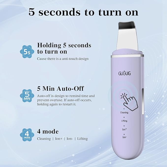 GUGUG Skin Scrubber Face Spatula Skin Spatula Pore Cleaner Blackhead Remover Tools for Facial Deep Cleansing-4 Modes, Purple-Velvo Beauty