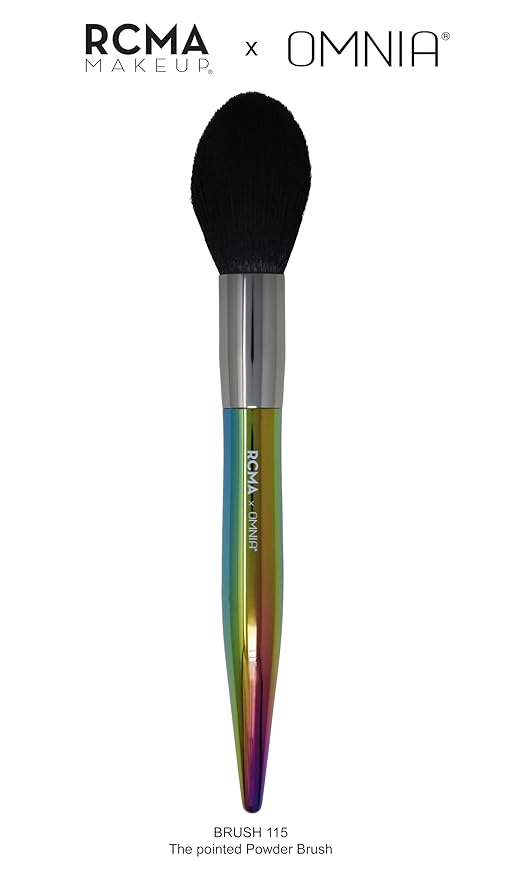 RCMA Makeup x Omnia Professional Makeup Brush 5pc Set, Premium Synthetic Fiber, Iridescent Acrylic Handle, Face Powders, Complexion and Foundation Blending Application Brush set.-Velvo Beauty