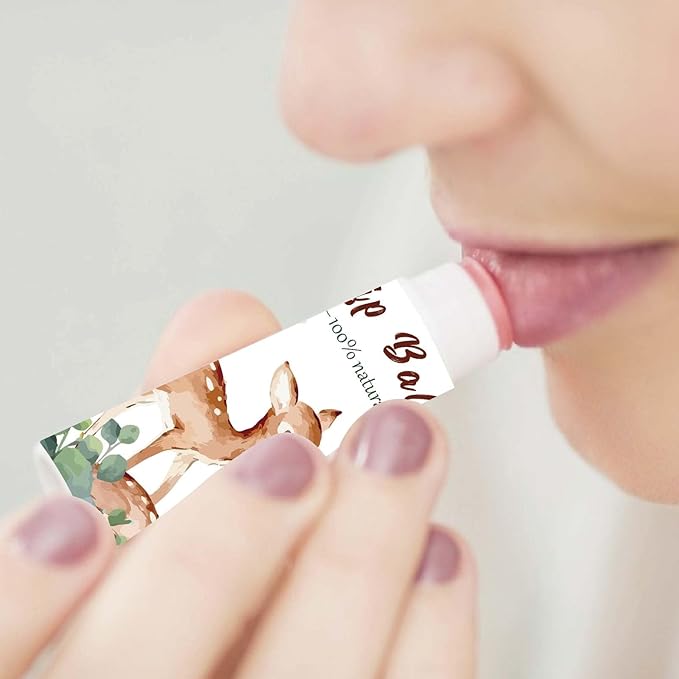 CRASPIRE 80Pcs 8 Styles Lip Balm Sticker Animals Self-Adhesive Cartoon Monkey Lion Homemade Lip Balm Containers Labels Vintage Square DIY Label Paper Sticker for Woman Cosmetics Lipsticks Decor-Velvo Beauty