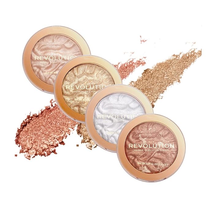 Revolution Beauty, Reloaded Pressed Powder Highlighter, Intensely Pigmented for a High Impact Dewy Finish, Just My Type, 0.22 Oz.-Velvo Beauty