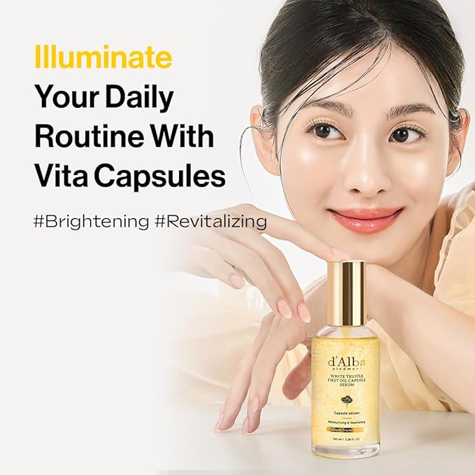 d'alba Piedmont White Truffle Oil Capsule Serum, Daily Vita Boost for Luminous Skin, Double Vitamin Formula, Big Size (3.38fl. oz.)-Velvo Beauty