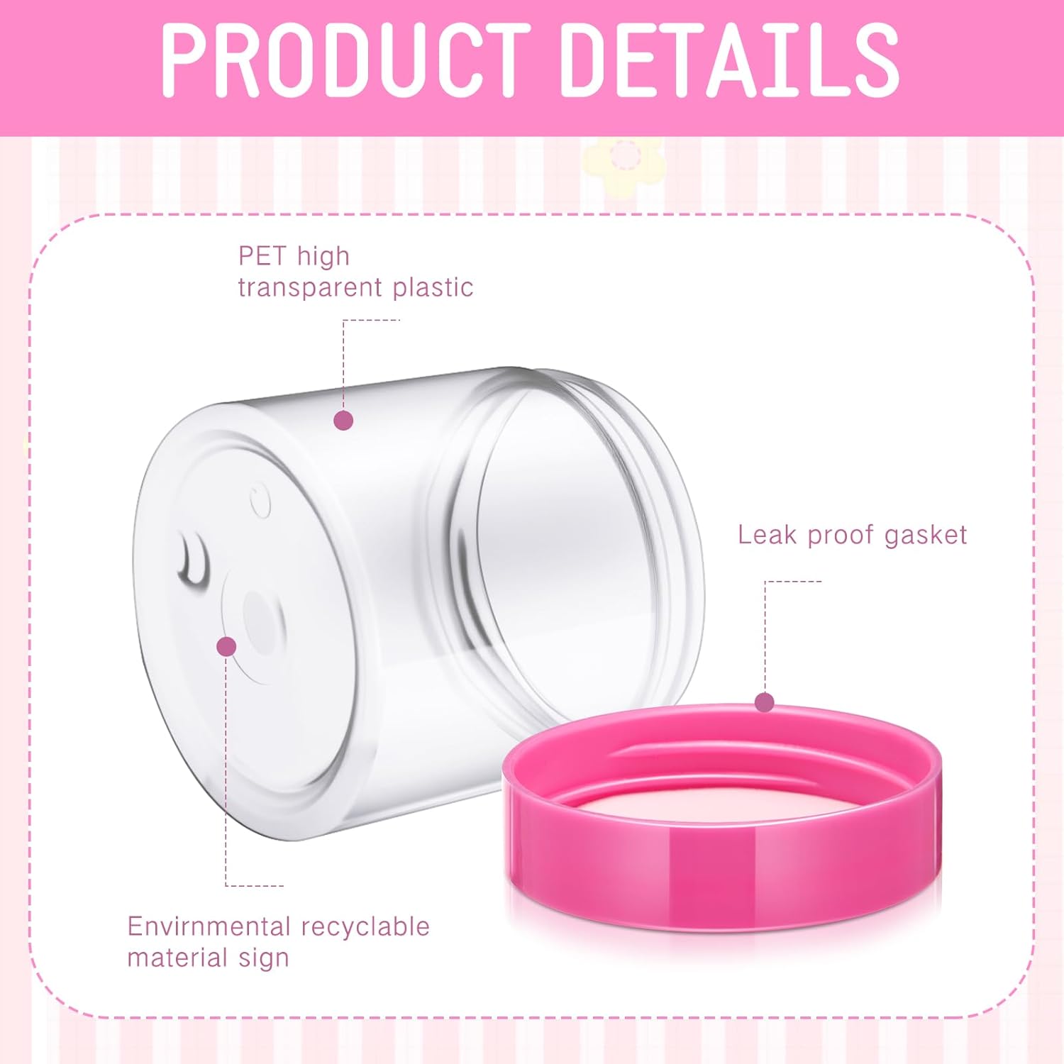 SATINIOR 100 Pcs Plastic Jars with Lids Small Containers Lids Wide Mouth Small Plastic Containers for Lotion Cream Rhinestones Body Butters Travel Storage(6 oz, Pink)-Velvo Beauty