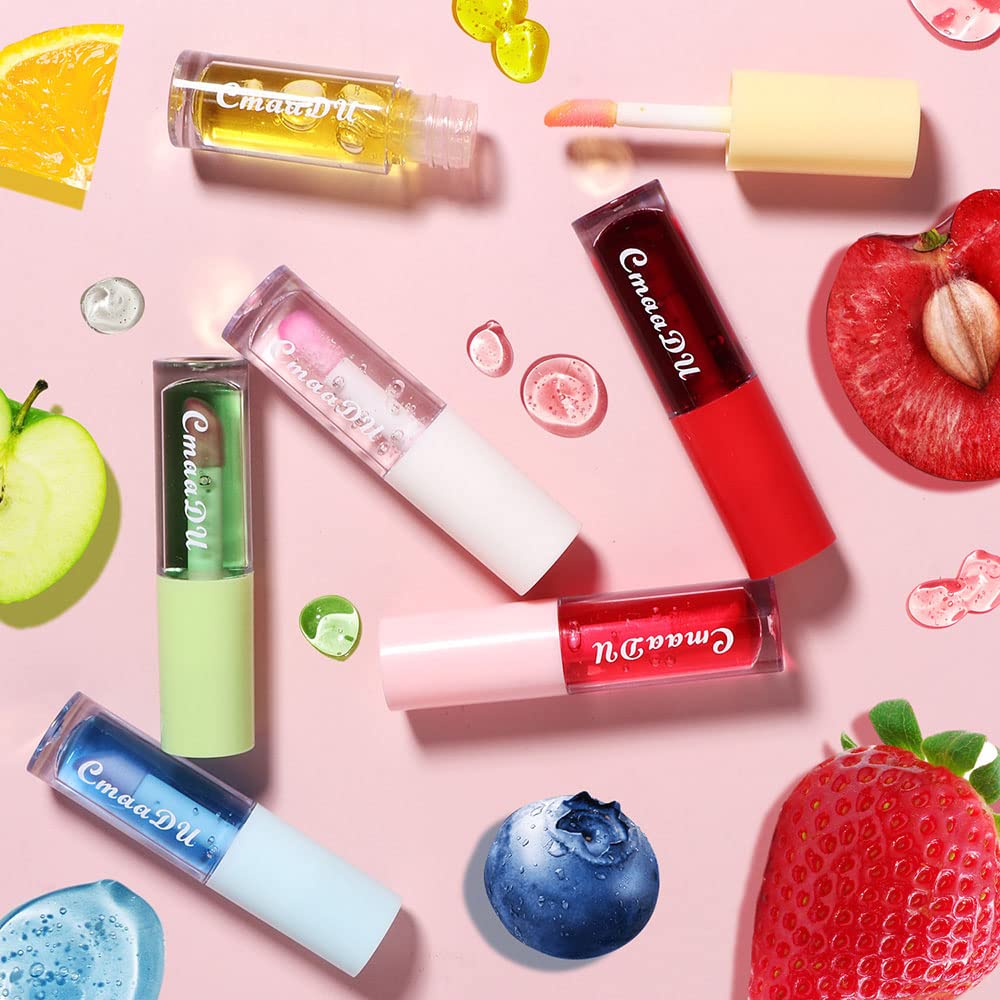 evpct 6Pcs Mini Clear Color Change Changing PH Tinted Lip Gloss Sets for Women, Lip Oil Gloss Balm Tint Stain Glaze Pack Hydrating Moisturizer Lipstick Magic labiales magicos 0.071fl.oz *6-Velvo Beauty