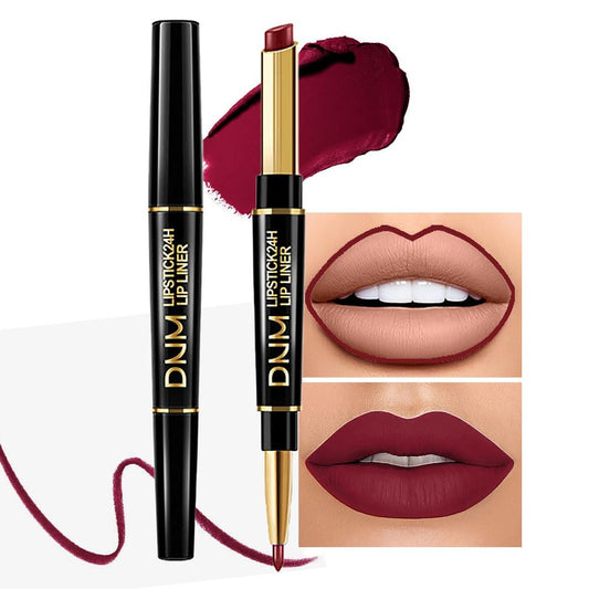 Kaely 2-in-1 Dark Plum Wine Red Lip Liner & Lipstick Set Kit for Women, Matte Lips Kit with Lip Liner Lip Stains Long Lasting Waterproof 24 Hour Lipstick and Lip Liners Combo Lipliners Pencil 06-Velvo Beauty