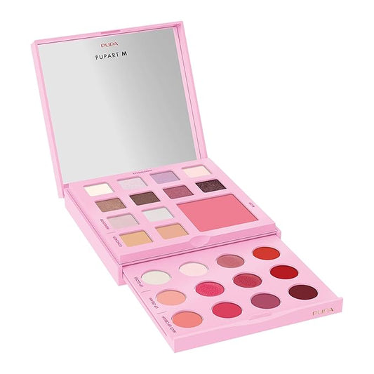 Pupa Milano Pupart M Makeup Palette, 002 Pink, 0.6 oz - Makeup Kit - Blush - Concealer - Highlighter - Eyeshadow - Lip Gloss - Lip Cream - Face Makeup-Velvo Beauty