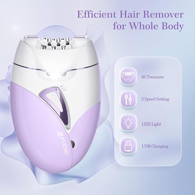 Epilators, 2-Speed Painless Smooth Glide Epilator for Women, Cordless Rechargeable Facial Hair Removal Epilator, Hair Removal Device for Women's Face Legs Bikini Area Arms Legs-Velvo Beauty