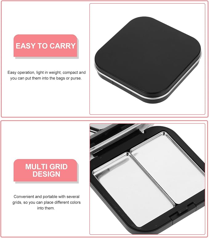 Beaupretty Makeup Palettes 2pcs Empty Eyeshadow DIY Lipstick Lip Balm Blusher Containers Refillable Makeup Storage Case Box with Mirror Black Eyeshadow-Velvo Beauty