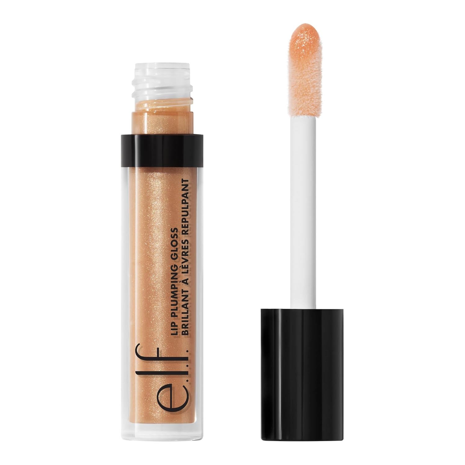 e.l.f. Lip Plumping Gloss, Hydrating, Nourishing, Invigorating, High-Shine, Plumps, Volumizes, Cools, Soothes, Champagne Glam, Shimmer, 0.1 Oz-Velvo Beauty