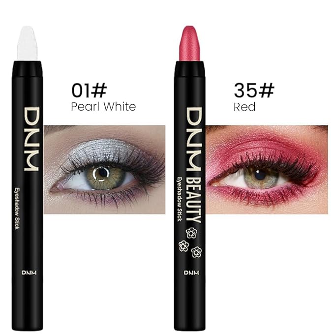 evpct 2Pcs Cream Eyeshadow Sticks Set for Eyes Waterproof, Pearl White Shimmer & Red Shimmer Matte Eye shadow Stick Pencil Pen Bulk sombras en crema para ojos 01+35-Velvo Beauty
