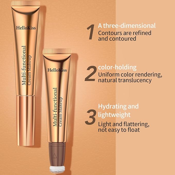 3PCS Liquid Contour Beauty Wand, Liquid Blush Highlighter Makeup Stick with Applicator, Cream Bronzer Stick Natural Matte Finish, Lightweight Blendable Cream Contour Highlighter Blush Wand-Velvo Beauty