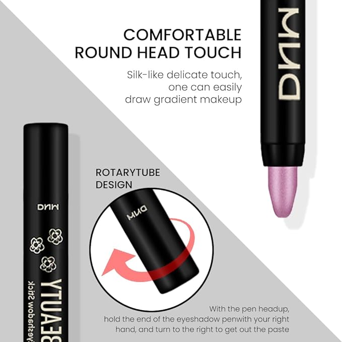 evpct Violet Pink Shimmer Cream Eye Shadow Brightener Sticks Set for Eyes, Violet Pink Shimmery Matte Pencil Eye shadow Applicator Stick Pen Palette Makeup Waterproof sombras en crema para ojos 07#-Velvo Beauty