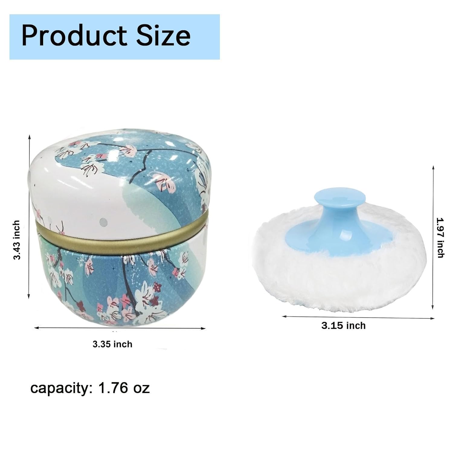 Body Powder Puff and Container, 3.35" Portable Dusting Powder Container with Soft Puff Loose Powder Case Box Jar with Lids for Baby Women Home and Travel Use-Velvo Beauty