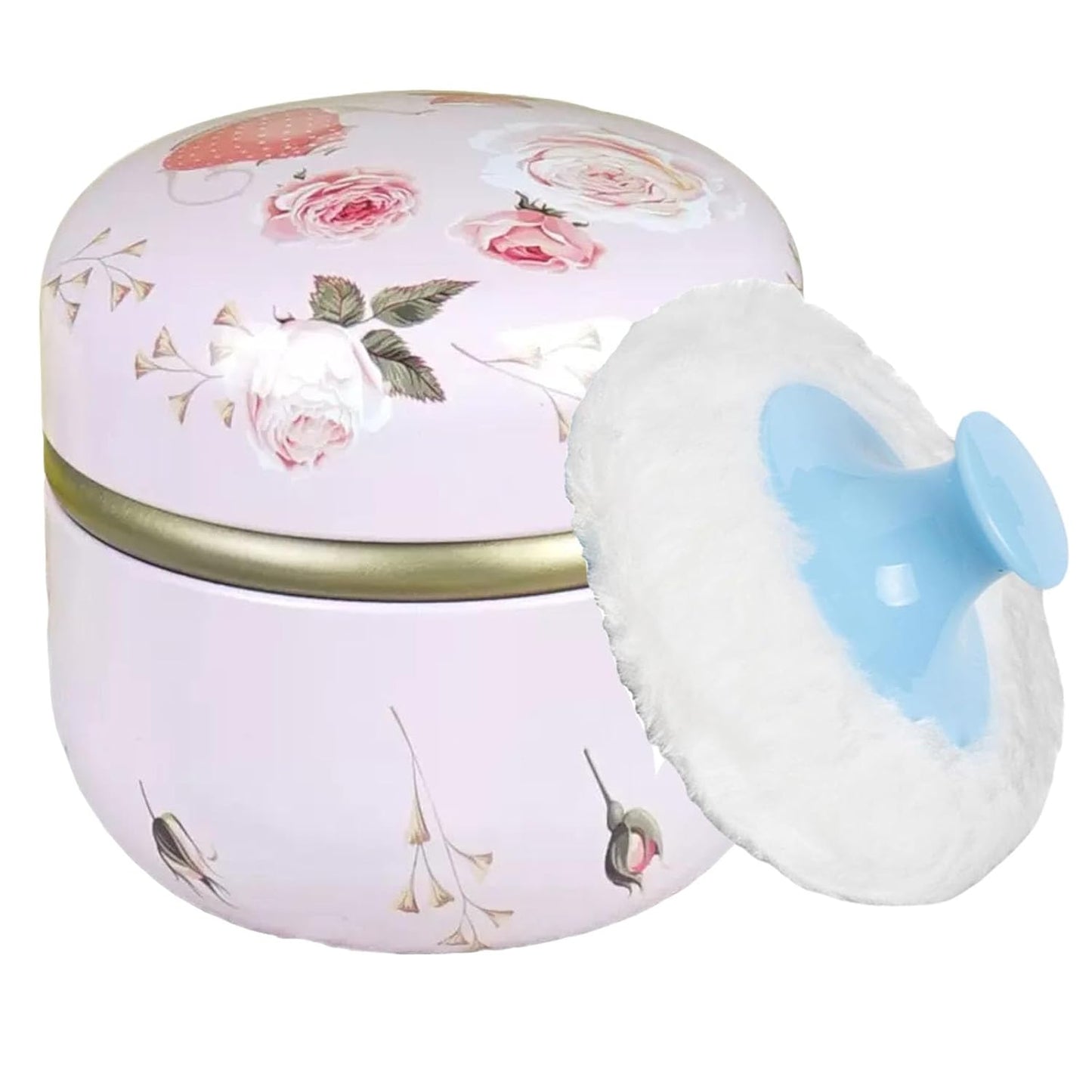 Body Powder Puff and Container, 3.35" Portable Dusting Powder Container with Soft Puff Loose Powder Case Box Jar with Lids for Baby Women Home and Travel Use-Velvo Beauty
