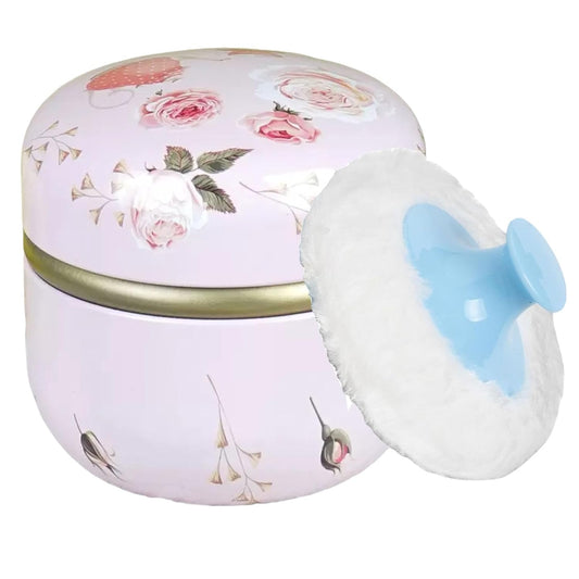Body Powder Puff and Container, 3.35" Portable Dusting Powder Container with Soft Puff Loose Powder Case Box Jar with Lids for Baby Women Home and Travel Use-Velvo Beauty