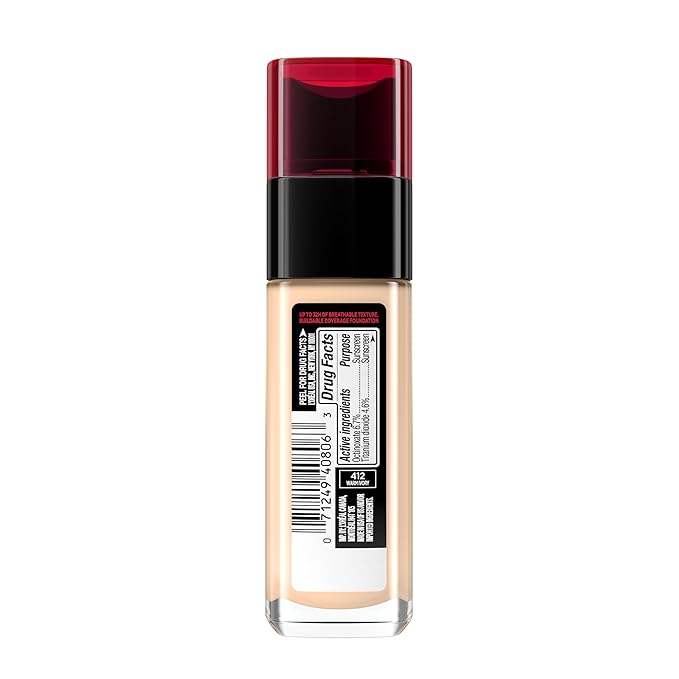 L'Oreal Paris Makeup Infallible Up to 32 Hour Fresh Wear Lightweight Foundation, 412 Warm Ivory, 1 Fl Oz, Packaging May Vary-Velvo Beauty