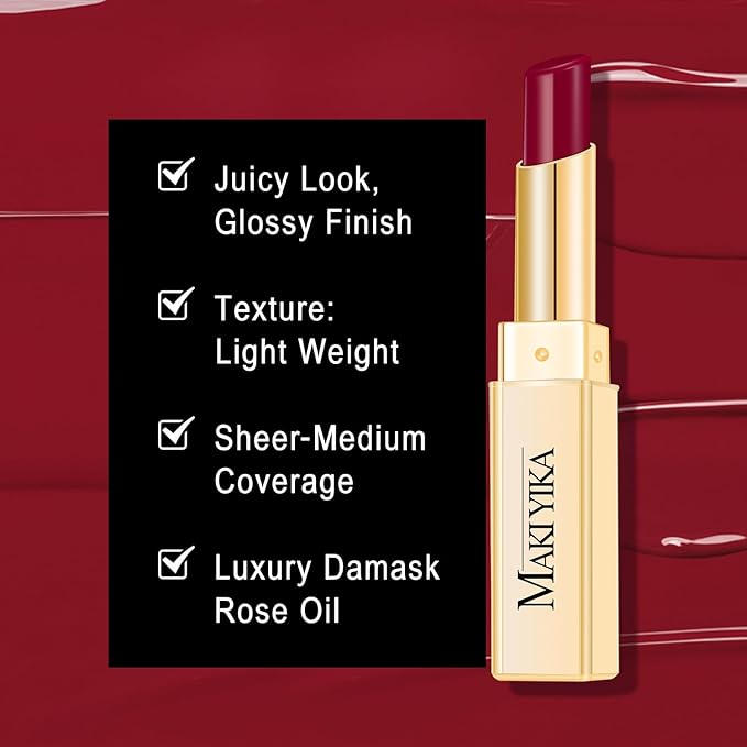MAKI YIKA Moisture Dark Berry Lipstick for Women Hydrate Lip Gloss for Dry Cracked Lips Weightless Glossy Lip Color Juicy Finish,M039 Blush Berry-Velvo Beauty
