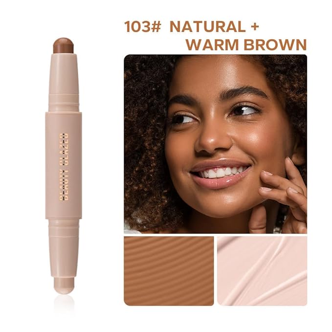 Double head contour stick, Highlight & Contour Bronzer Stick, durable and waterproof contour stick set, facial makeup contour face cream (03#Bronzer contour and glow sticks) -Velvo Beauty