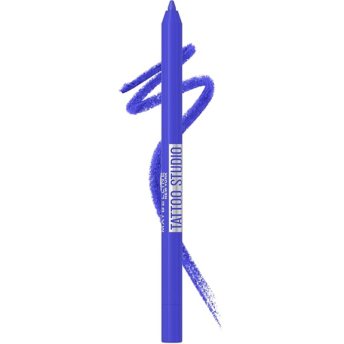 Maybelline Tattoo Studio Sharpenable Gel Pencil Waterproof Eyeliner, Long-Lasting Eyeliner With Smooth Gel Pigments For Up To 36HR Wear, Galactic Cobalt, 1 Count-Velvo Beauty