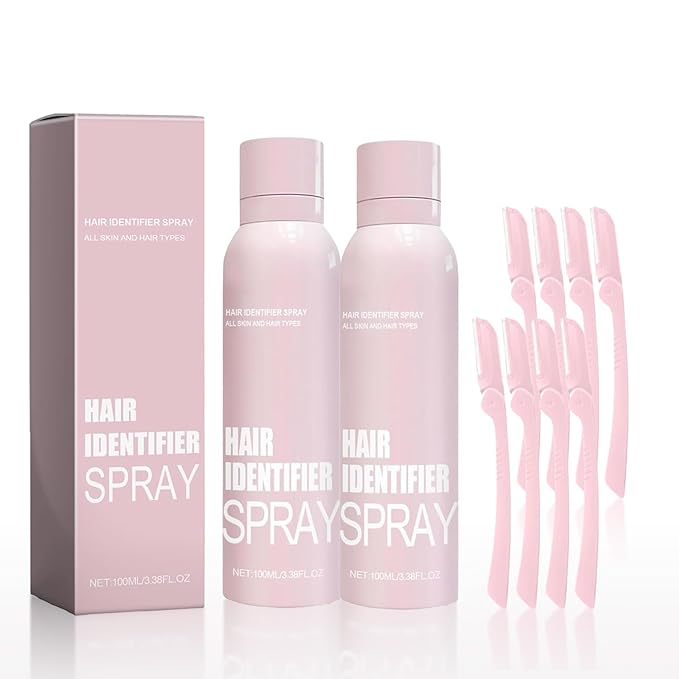 2pcs Hair Identifier Spray for Face Shaving, Skin Body Hair Identifying Spray With Razors,Hair identifier for Face Dermaplaning, Moisturizing and Skin Care Dermaplaner-Velvo Beauty
