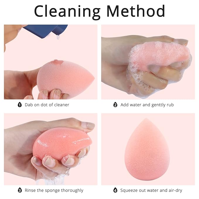 BEAKEY Makeup Sponge Set, Foundation Blending Sponge, Beauty Sponges Flawless for Liquid, Cream, and Powder, Microfiber Latex-Free and Vegan Boun Boun Sponges, 5 Pcs Pink Makeup Sponges-Velvo Beauty