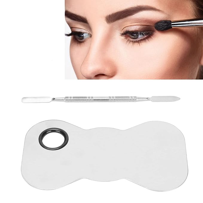 Cosmetic Makeup Palette Spatula, Mixing Bow Shape Stainless Steel Makeup Palette for Cosmetic Blend-Velvo Beauty