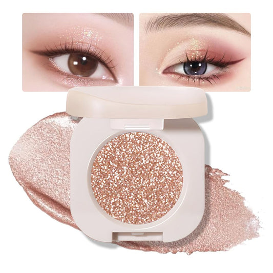 Single Nude Rose Gold Shimmer Eyeshadow,Monochrome Eye Shadow,Apply Make Up Easily,Glitter Single Eyeshadows 24 Hour Eye Makeup Longwear Waterproof-Velvo Beauty