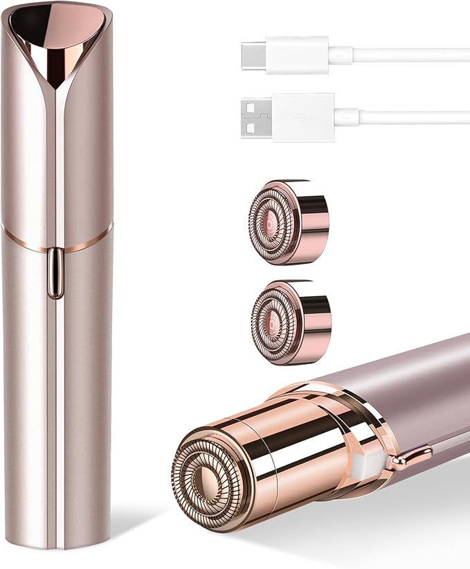 Facial Hair Removal for Women, Portable Painless Hair Remover Device, Rechargeable, with 2 Replacement Heads, for Face, Upper Lip and Chin-Velvo Beauty