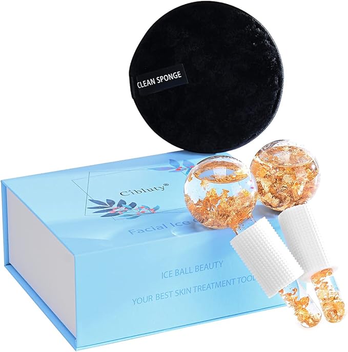 Ice Cryo Sticks Facial Globe with Golded Essence- 2PC Cooling Globes for Cold or Hot Skin Massagers, Face Globe for Skin Care Routine-Velvo Beauty