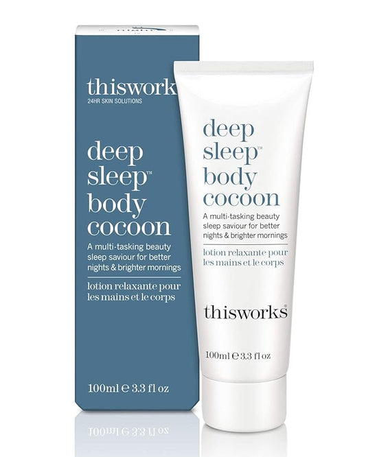 THISWORKS Deep Sleep Body Cocoon – Hydrating Body Lotion with Lavender, Chamomile & Vetivert – Soothing Nighttime Moisturizer for Dry Skin, Promotes Relaxation & Better Sleep – 100ml-Velvo Beauty