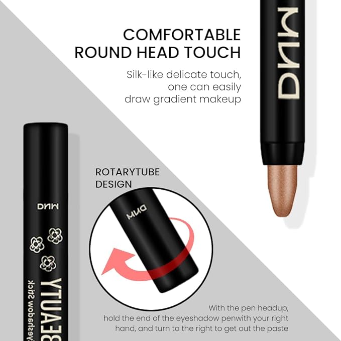 evpct Beige Gold Shimmer Cream Eye Shadow Brightener Sticks Set for Eyes, Gold Shimmery Matte Pencil Eye shadow Applicator Stick Pen Palette Makeup Waterproof sombras en crema para ojos 15#-Velvo Beauty