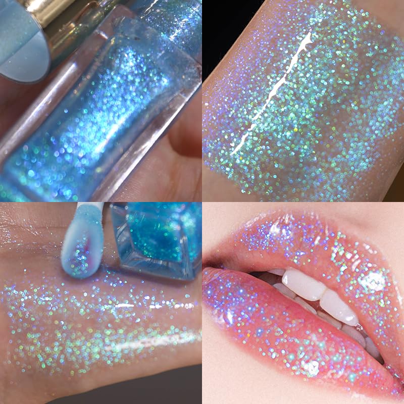 CHARMACY Aurora Chameleon Moisturizing Lip Gloss, MultiColor Shifting Shimmer Lip Gloss, Hydrating Non-Sticky Formula Glitter Lip Glaze, Easy to Apply, Long-Lasting, High-Shine Sheer Finish #05-Velvo Beauty