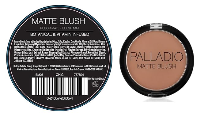 Palladio Matte Blush, Brushes onto Cheeks Smoothly, Soft Matte Look and Even Finish, Flawless Velvety Coverage, Effortless Blending Makeup, Flatters the Face, Convenient Compact, Chic-Velvo Beauty